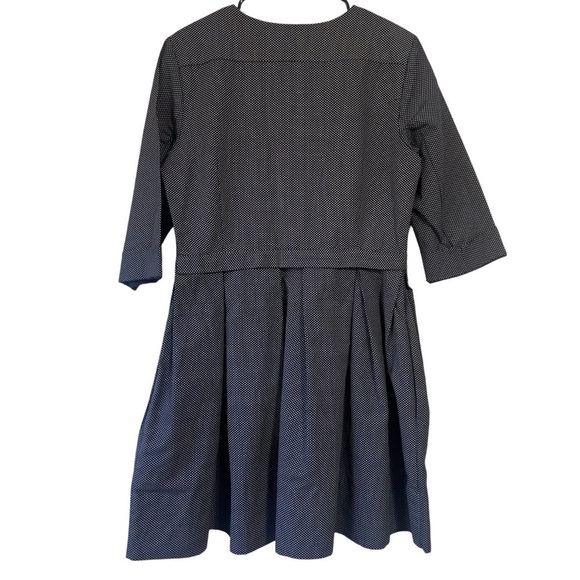 GAP Linen Blend Yoke Fit Flare A-Line Dress Polka Dot Pockets Sz 8 Academia Navy - Picture 7 of 11